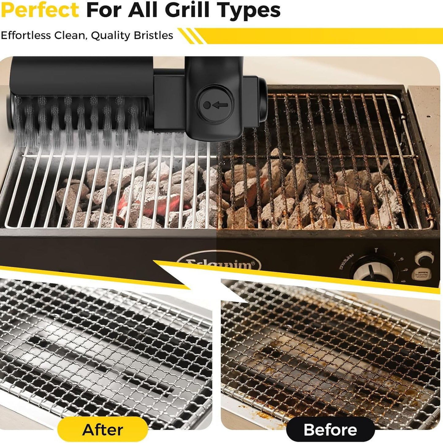 Electric Grill Cleaning Brush with Stainless Steel Handle